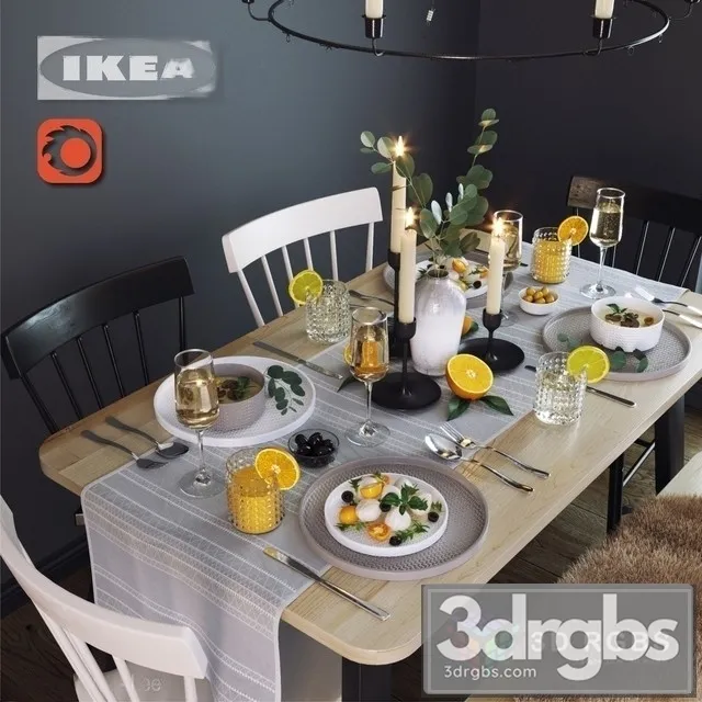 IKEA Dining Group 3D Model Free