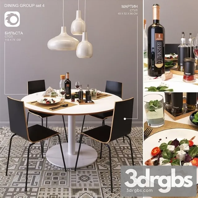 Ikea Dining group Set4 2 3D Model Free