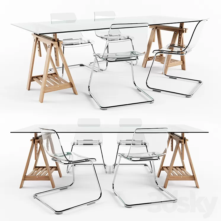 Ikea Finnvard Table With Tobias Chair 3D Model