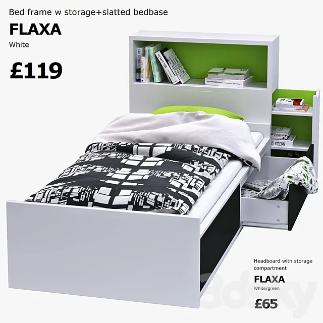 IKEA FLAXA (bed and headboard) 3DModel