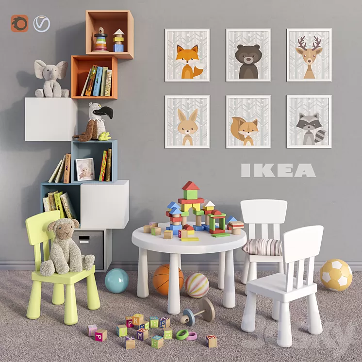 IKEA furniture accessories decor and toys set 4 3D Model