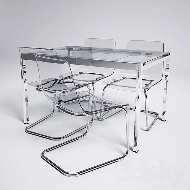 Ikea Glivarp Table and Tobias chairs 3DModel