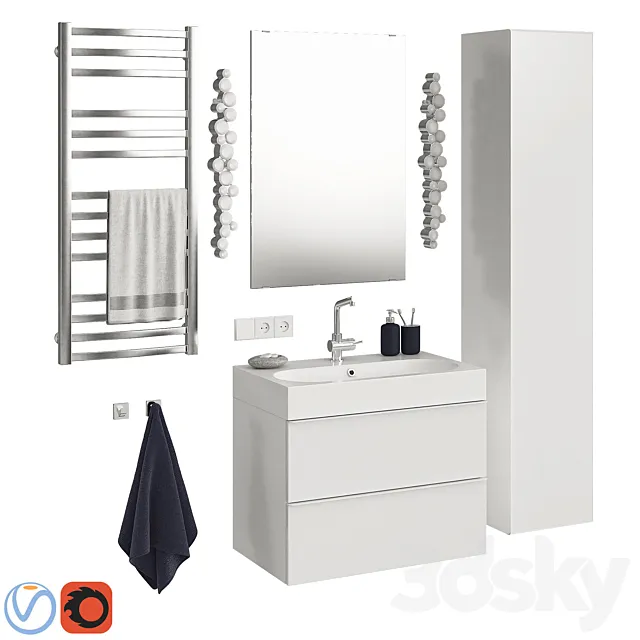 Ikea Godmorgon set 8 3D Model
