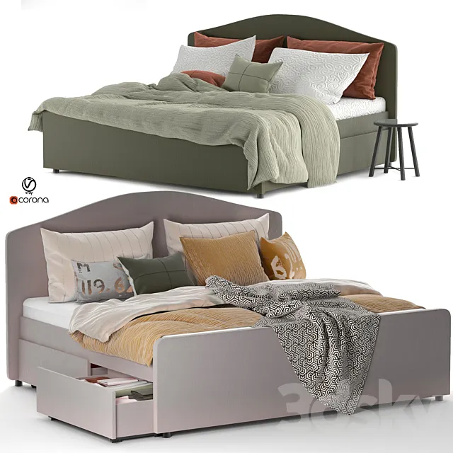 Ikea Hauga Bed Queen set 31 3D Model
