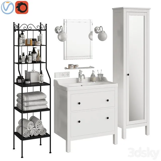 Ikea Hemnes bathroom 3D Model