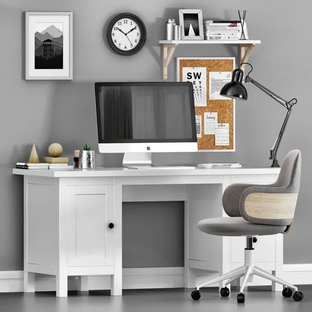 IKEA HEMNES with ALKI LAN chair workplace 3D Model