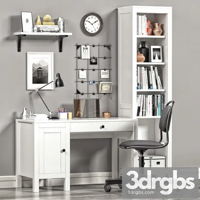 Ikea hemnes workplace and bookcase 2 3D Model Free