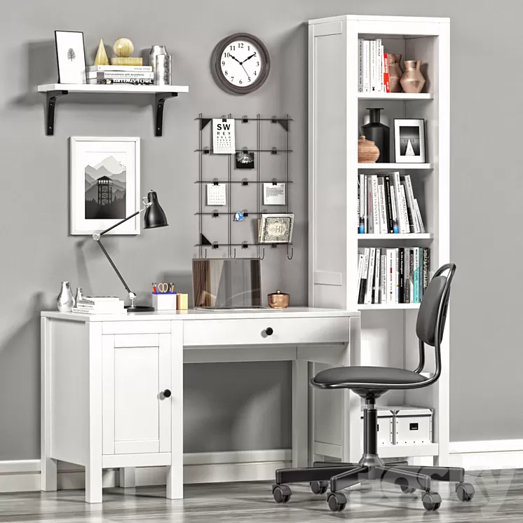 Ikea Hemnes Workplace and Bookcase 3D Model