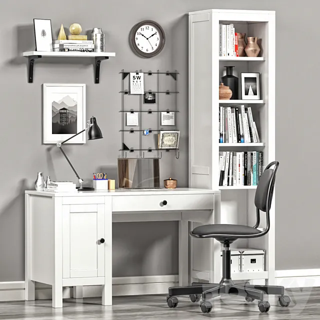 Ikea Hemnes Workplace and Bookcase 3DModel
