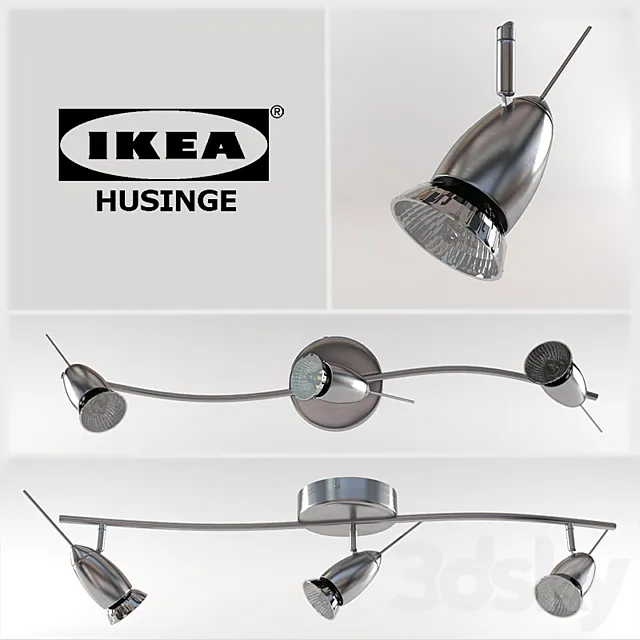 IKEA HUSINGE. Ceiling track. 3 spotlights 3DModel