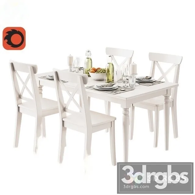 Ikea Ingatorp Table and Chair 3D Model Free