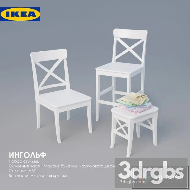 Ikea Ingolf Chair White 3D Model Free
