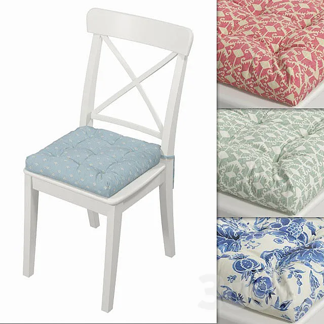 Ikea Ingolf's chair with a pillow (Ornament 02) 3DModel