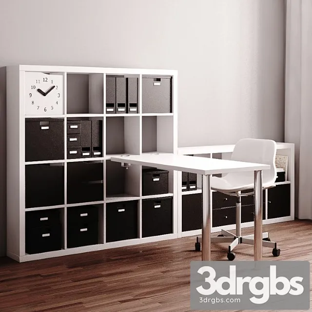 Ikea Kallax Workstation 3D Model Free