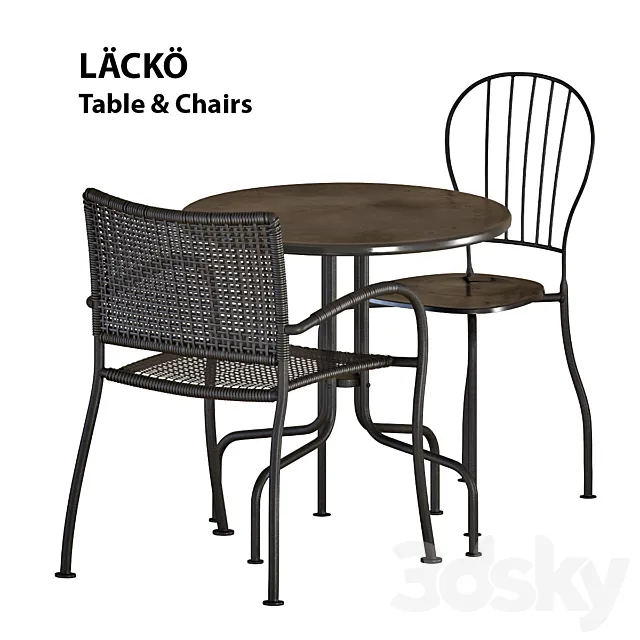 IKEA LACKO Table & Chairs 3D Model