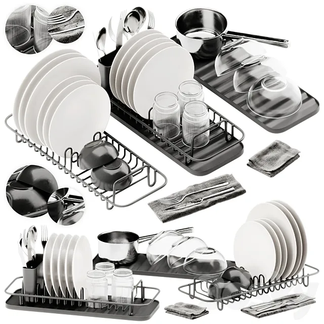 IKEA LILLHAVET Multifunctional dish rack set 3D Model