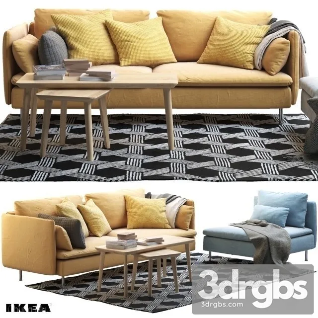 Ikea Lycksele Yellow Textile Sofa 3D Model Free