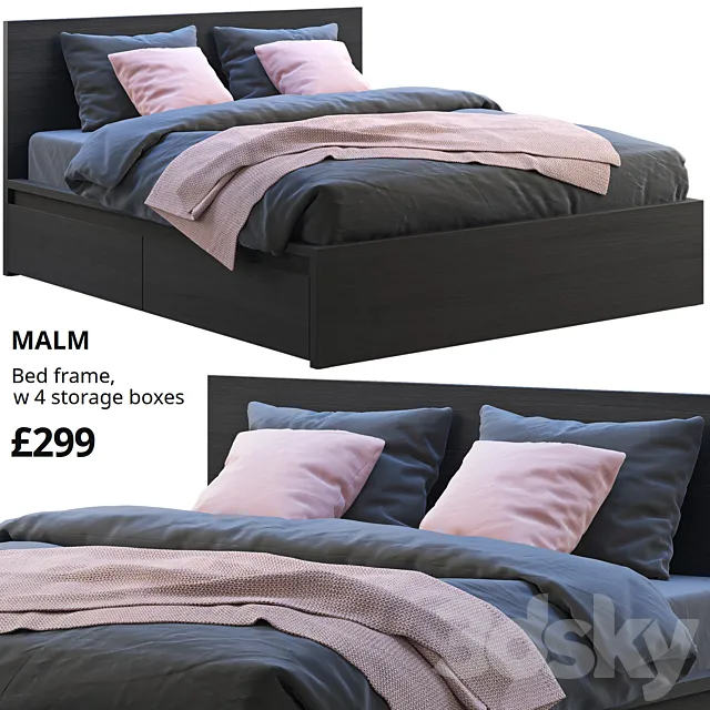 Ikea malm bed 3 3D Model