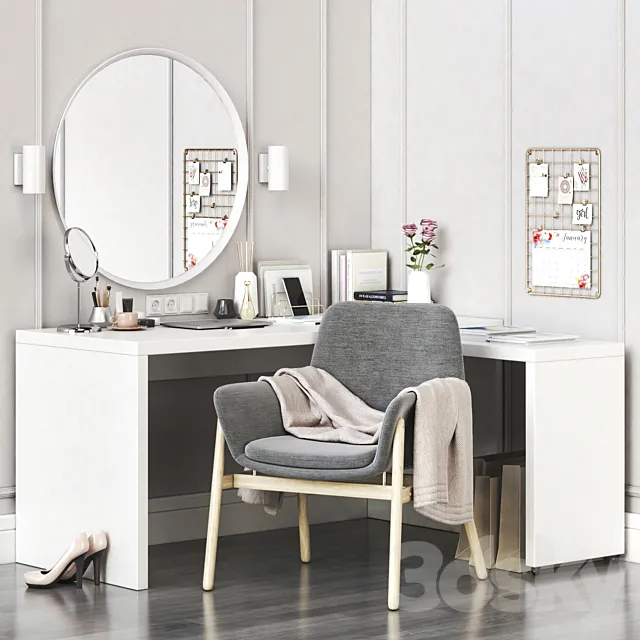 IKEA MALM corner dressing table and workplace 3D Model