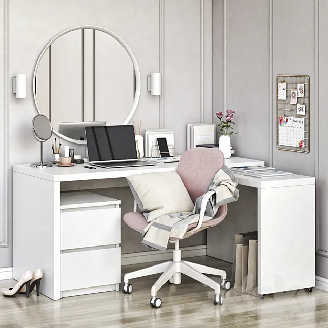IKEA MALM corner workplace 3D Model