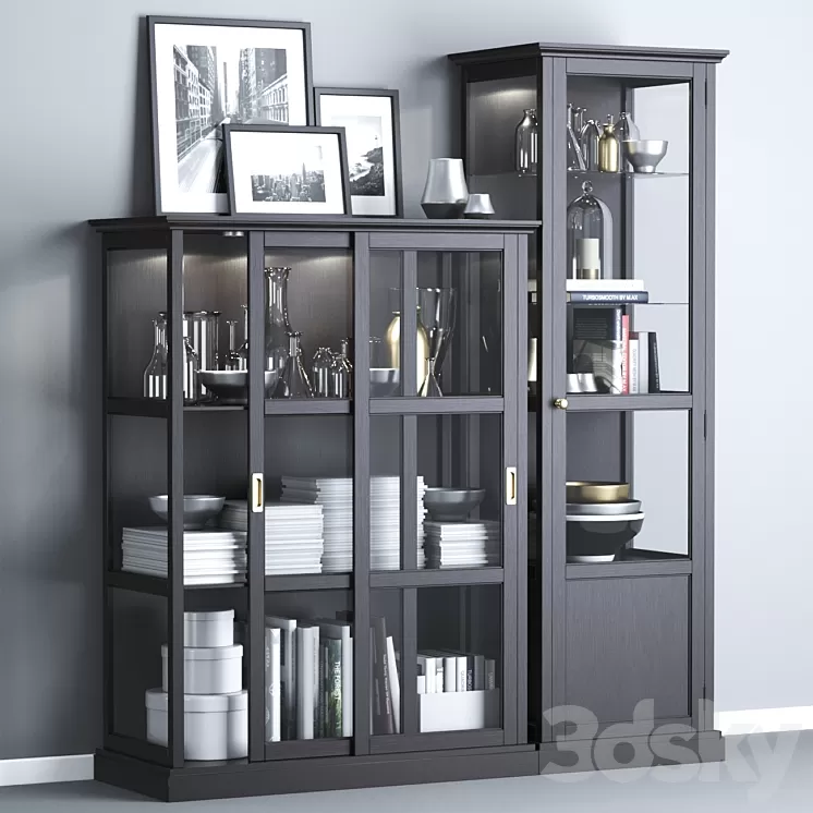 Ikea MALSJÖ Glass-door cabinets black stained black stained. 3D Model
