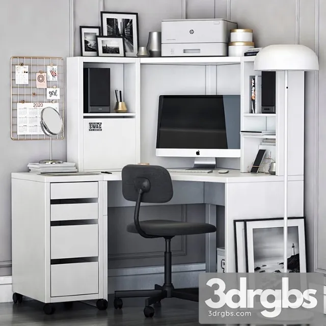 Ikea micke corner workplace 2 3D Model Free