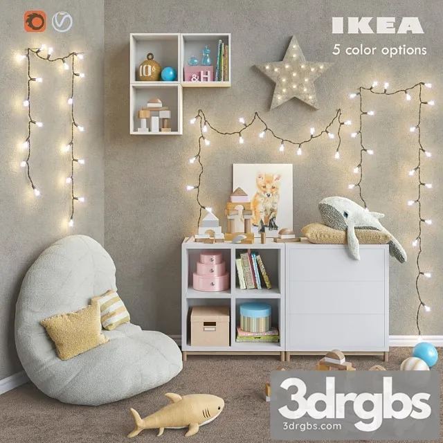 Ikea Modular Furniture Accessories Decor and Toys Set 6 3D Model Free