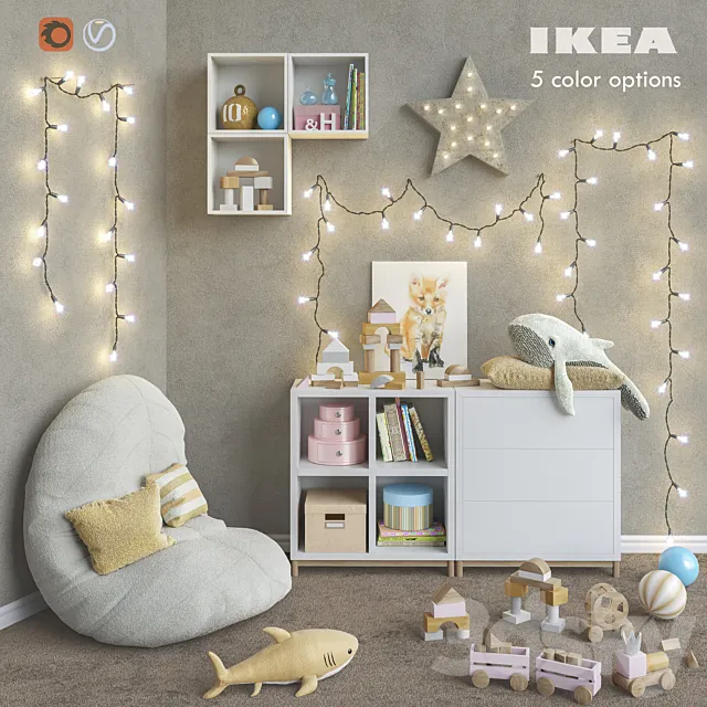IKEA modular furniture. accessories. decor and toys set 6 3DModel