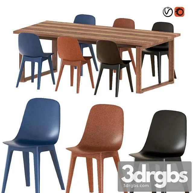 Ikea mörbylånga table & odger chairs 2 3D Model Free