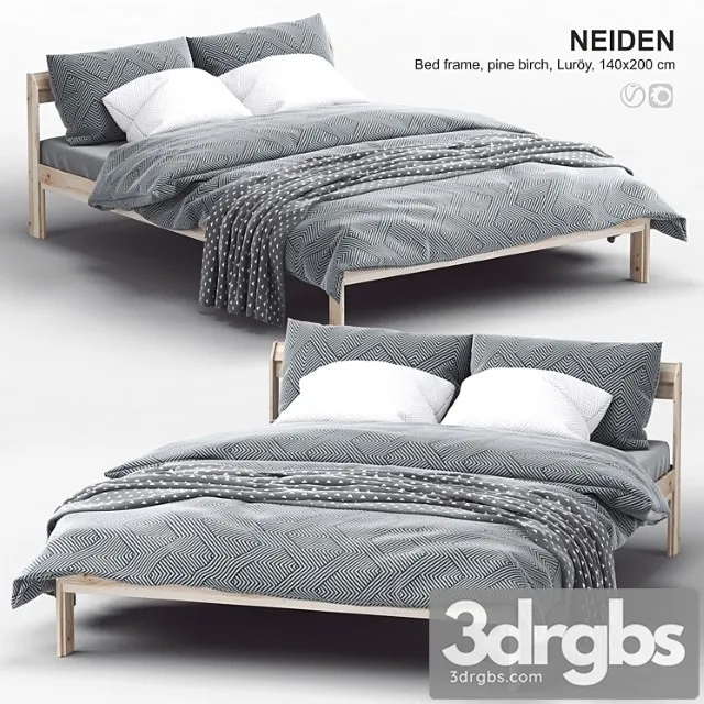 Ikea neiden bed frame pine birch luröy 2 3D Model Free