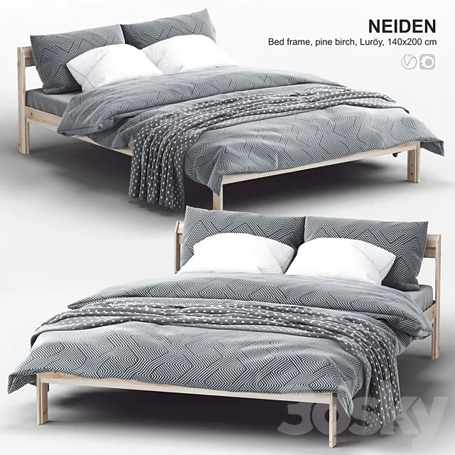 Ikea NEIDEN Bed frame. pine birch. Luröy 3DModel