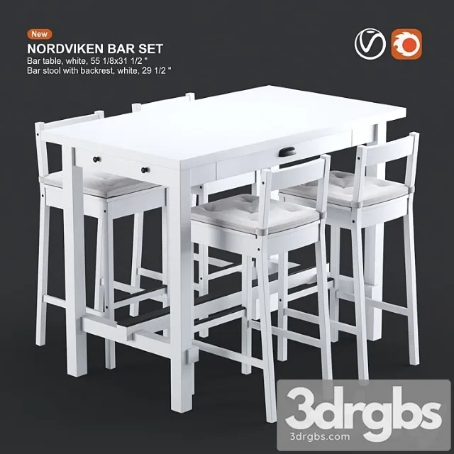 Ikea nordviken bar table and bar stool 2 3D Model Free