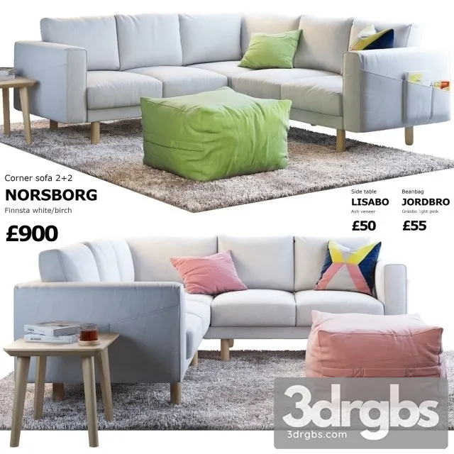 Ikea Norsborg Coner Sofa 3D Model Free