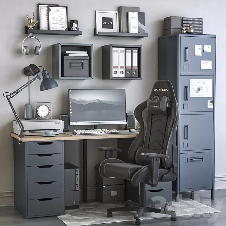 IKEA office workplace 130 3D Model Free