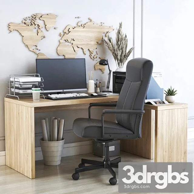 Ikea office workplace 24 2 3D Model Free