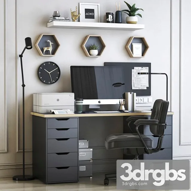 Ikea office workplace 42 2 3D Model Free