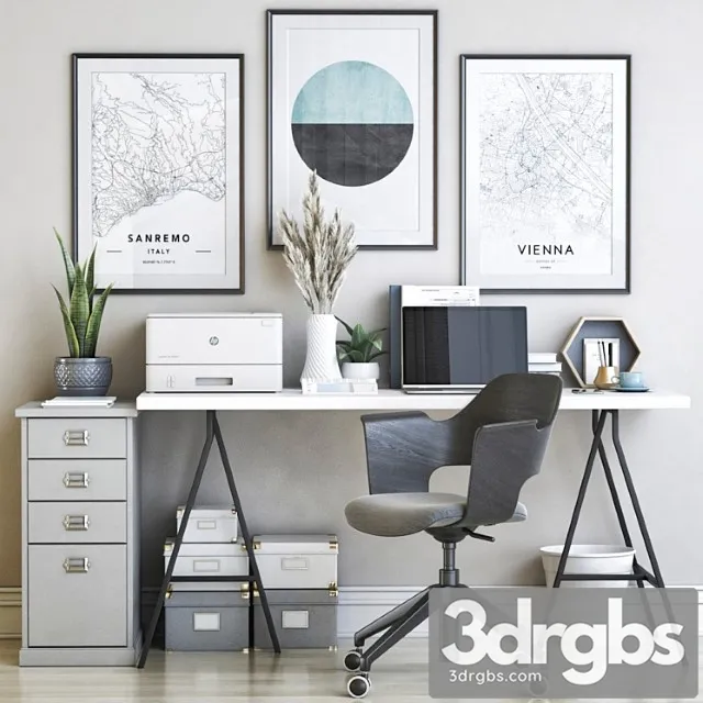 Ikea office workplace 47 2 3D Model Free