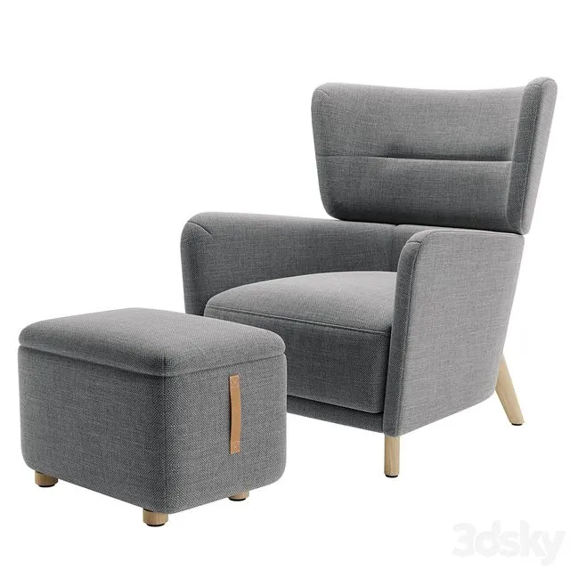 IKEA OSCARSHAMN Armchair with headrest + footstool 3D Model
