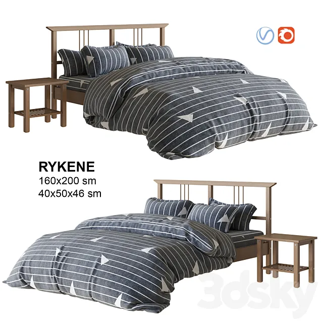 IKEA RYKENE bed with linen 3DModel