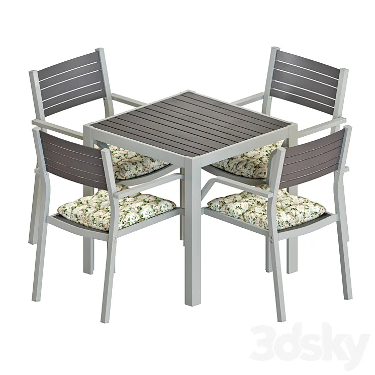 IKEA SJALLAND TABLE AND CHAIRS SET 02 3D Model Free