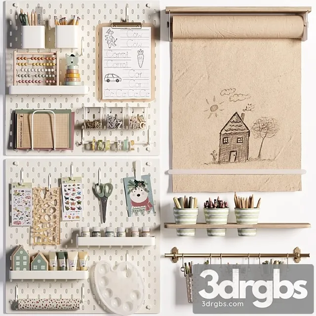 Ikea Skadis Pegboard For Teenagers And Kids 02 3D Model Free
