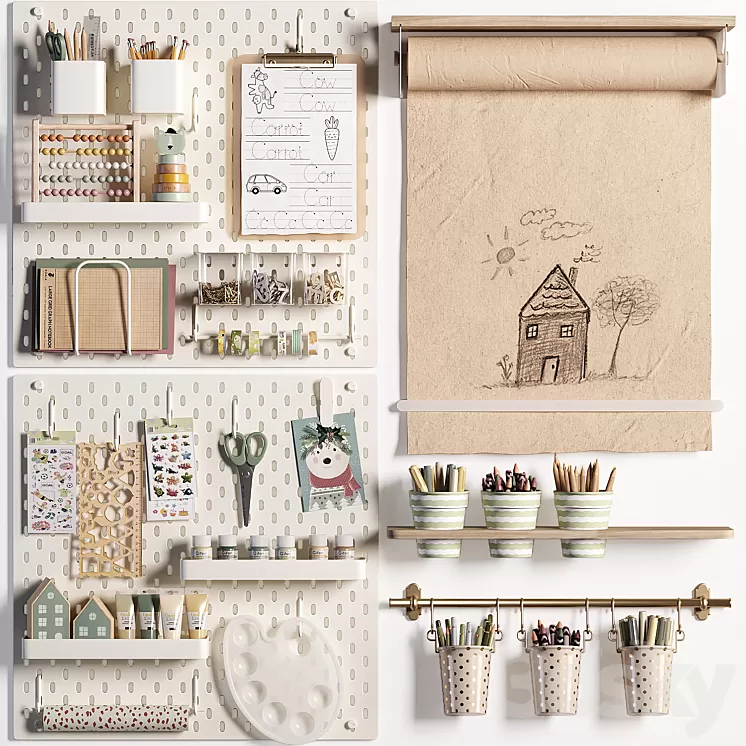 Ikea SKADIS Pegboard for Teenagers and Kids 02 3D Model Free