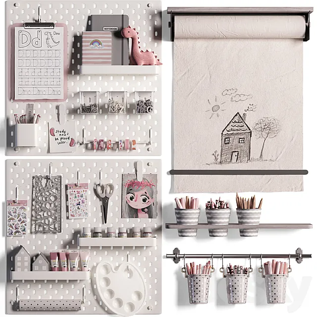 Ikea SKADIS Pegboard for Teenagers and Kids 04 3D Model