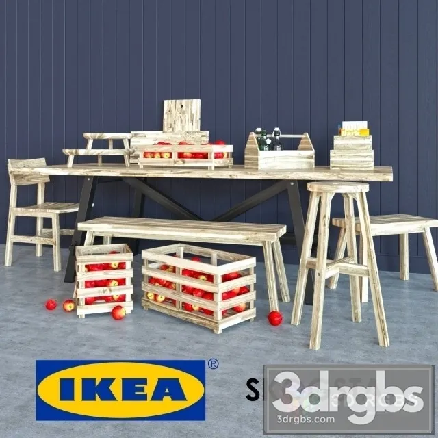Ikea Skogsta Table and Chair 3D Model Free