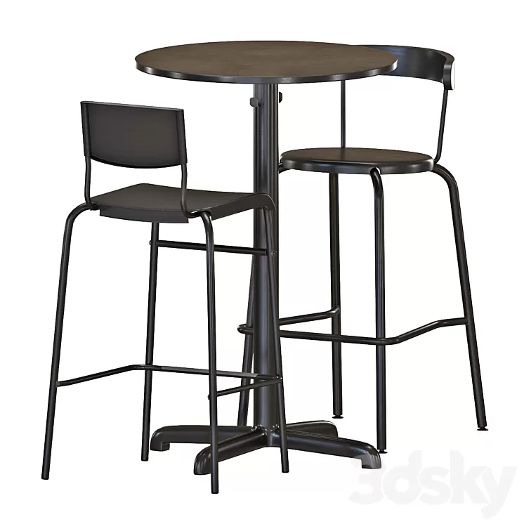 IKEA STENSELE Bar Table and Stools 3D Model