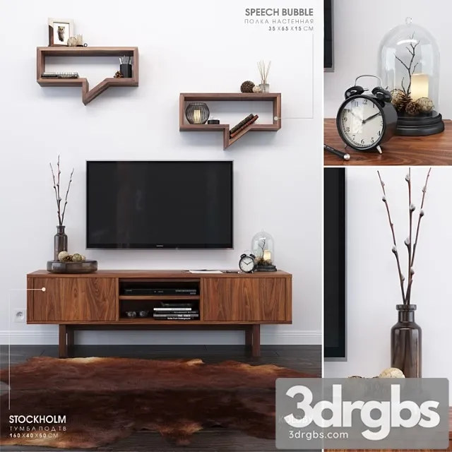 Ikea Stockholm Tv Cabinet 2 3D Model Download