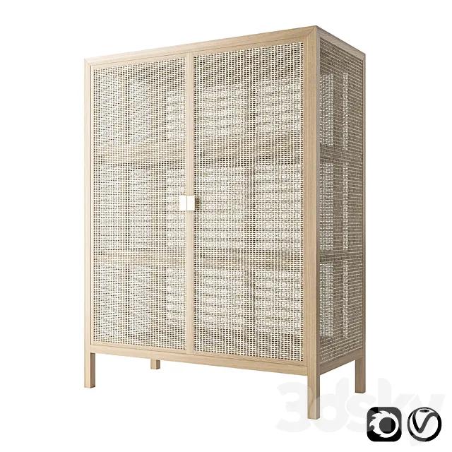 Ikea stockholm wicker chest of drawer 3D Model