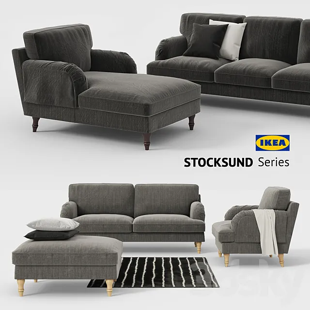 Ikea STOCKSUND sofa. chair. ottoman. chaise. sofa cover 3DModel
