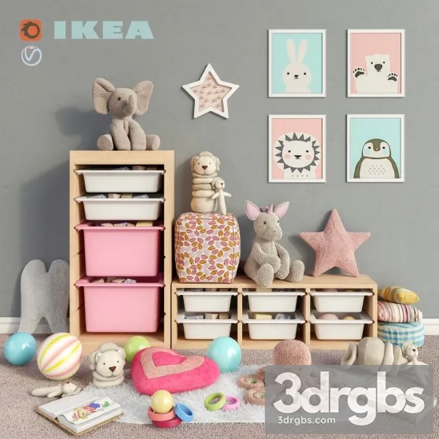 Ikea Storage Toys Decor Set 3 3D Model Free