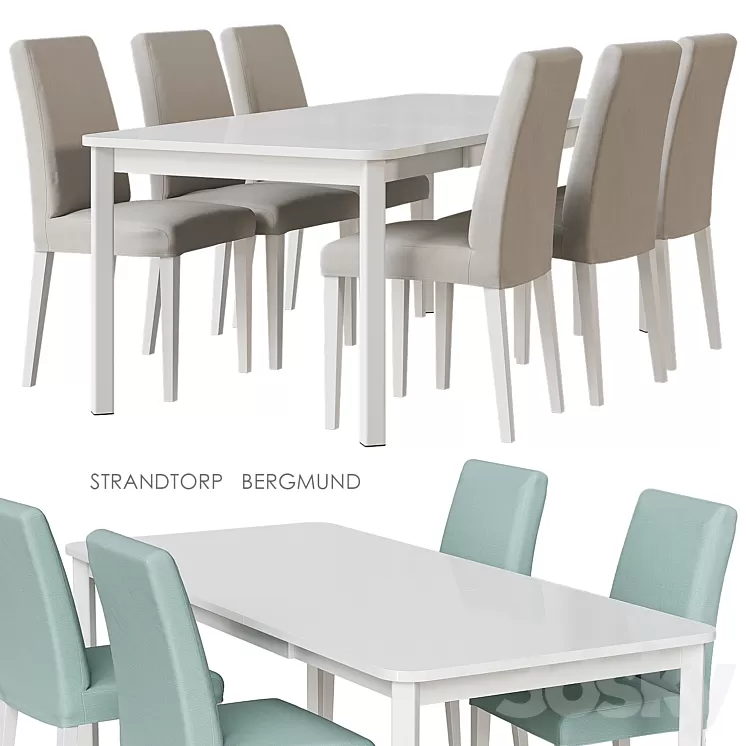 IKEA STRANDTORP / BERGMUND Table and chairs 3D Model